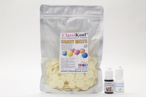 Classikool Large Cake Pop Kit: 200g Melting Chocolate with 2 x 10ml Flavouring, 2 x 10ml Colouring & 100 Pop Sticks