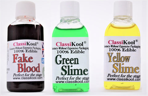 Classikool 25ml Fake Blood + Green Slime + Yellow Slime Set: Halloween Makeup