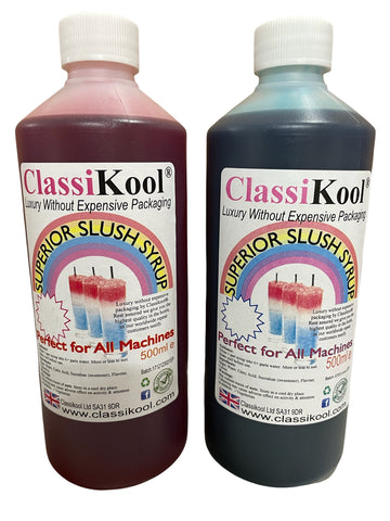 Classikool 500ml Professional [Blue Raspberry & Red Strawberry] Slush Syrup