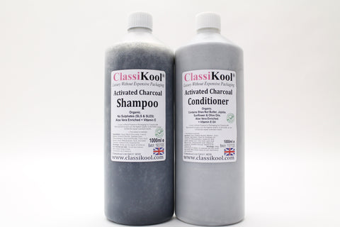 Classikool Activated Charcoal 1L Shampoo & 1L Conditioner Set: Natural Hair Care