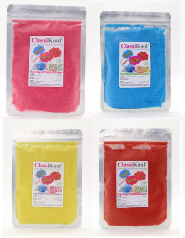 Classikool x4) 250g "BIRTHDAY PARTY" Candy Floss Sugar Set
